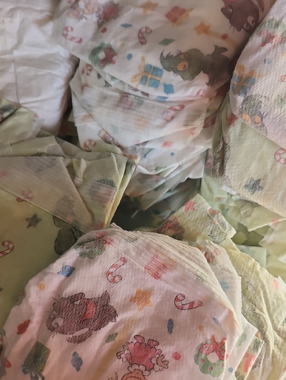 Baby Diaper with Pastel Holiday Print - White